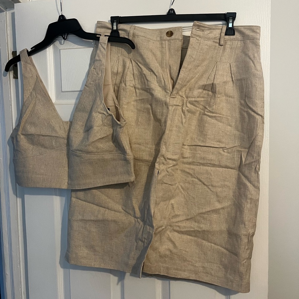 Summer Ready …Beige Two-Piece Skirt and Top Set